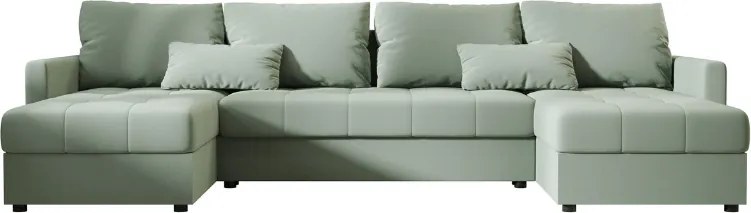 AKCIÓ U alakú kinyitható kanapé VENORIA 285x146 cm, világoszöld + 2 párna INGYEN II. minőség