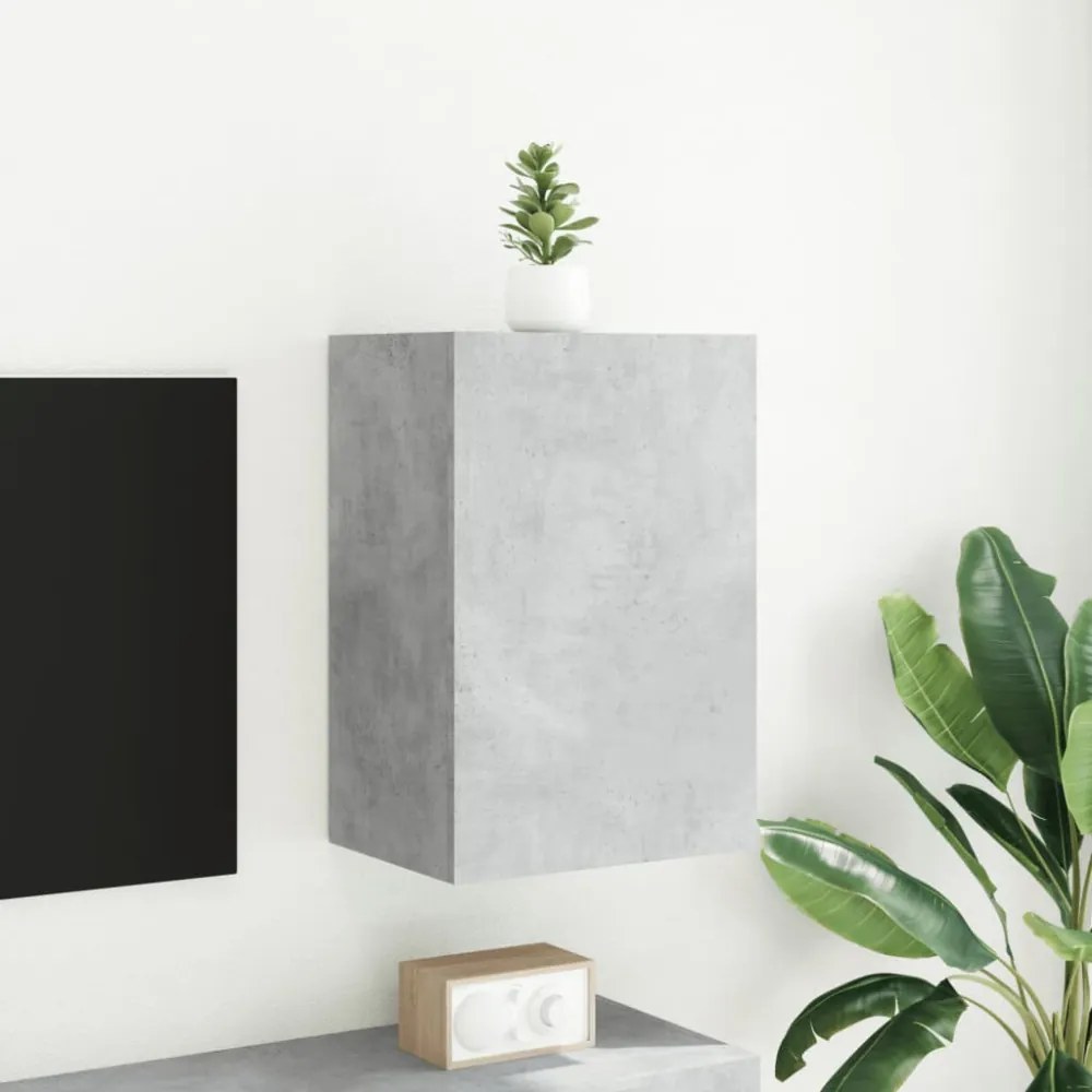 betonszürke szerelt fa fali TV-szekrény 40,5 x 30 x 60 cm