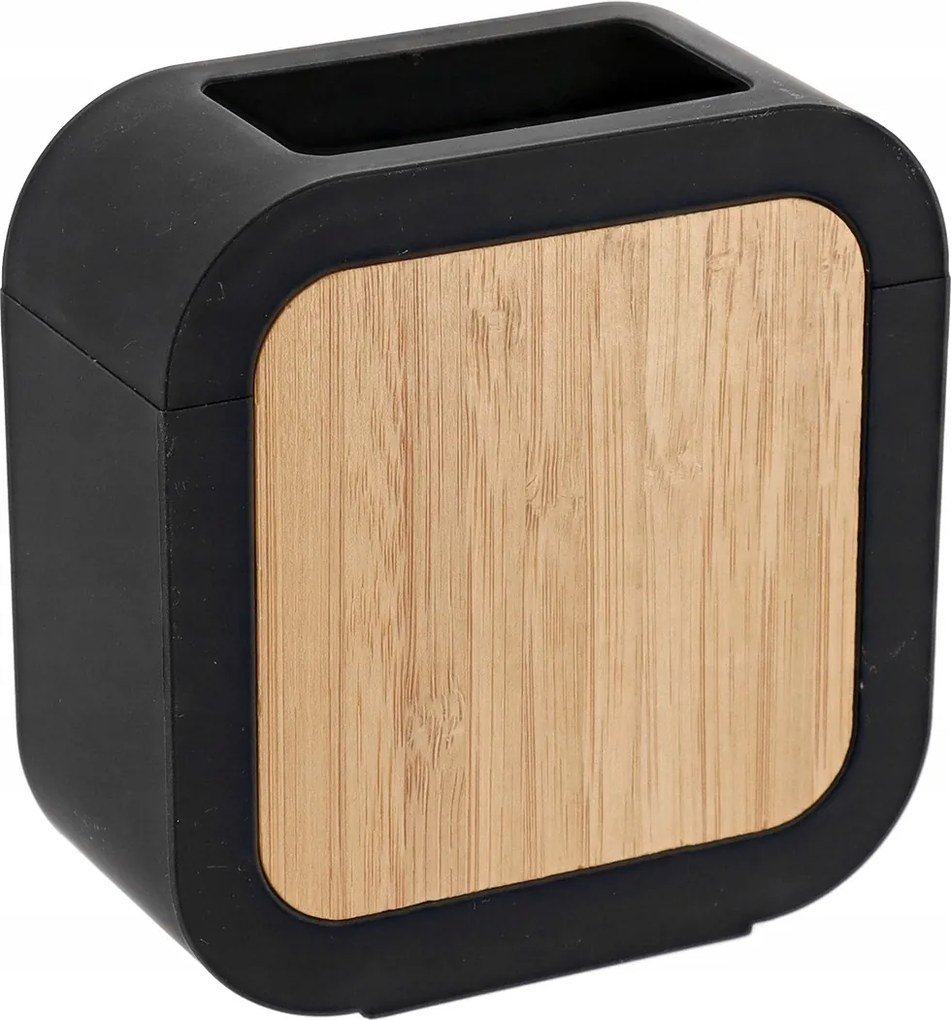 Tempesti fürdőszobai bögre Fekete Matt Bambusz modern fogkefetartó