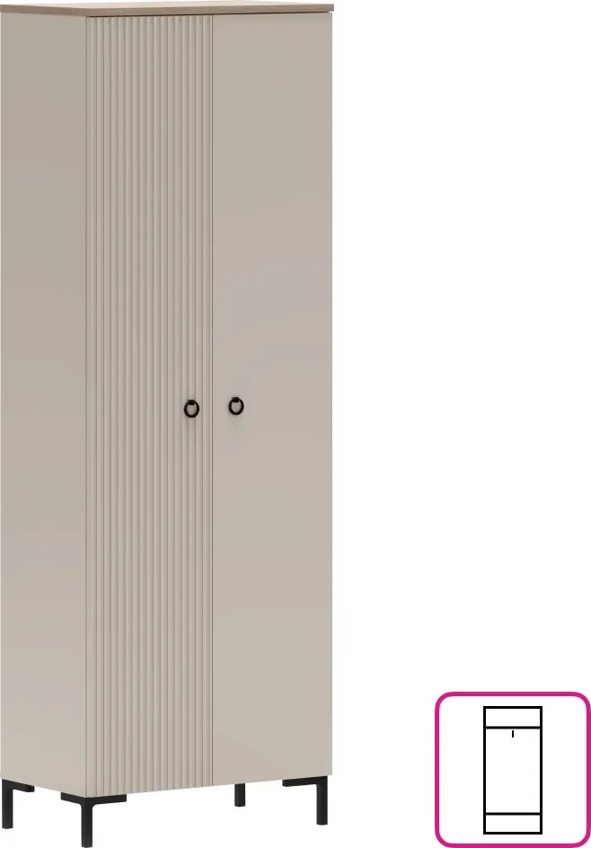 Szekrény, szürkésbarna Taupe/silverjack tölgy, DOMCA 2D