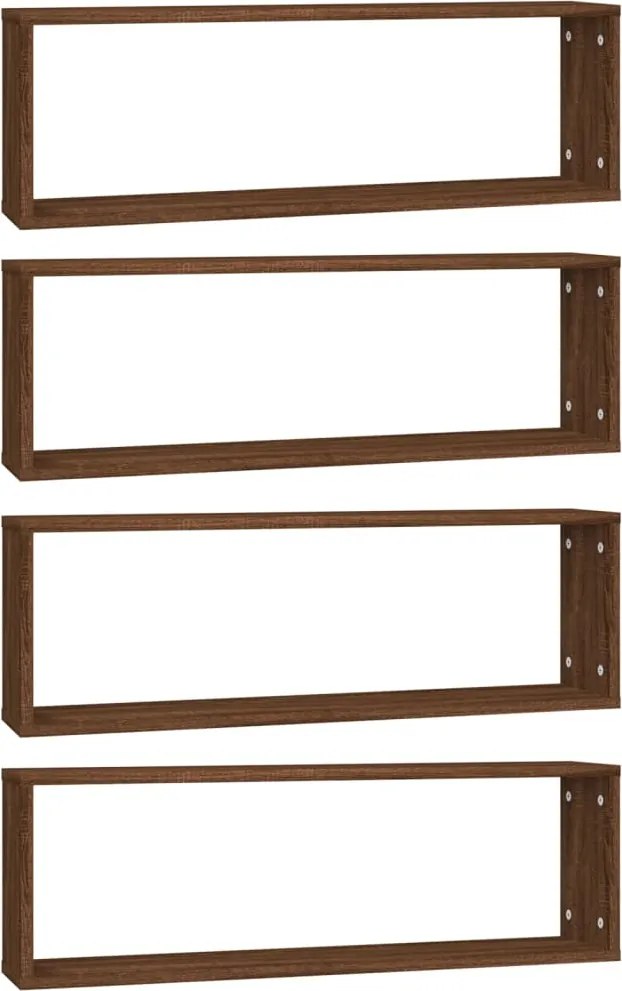 vidaXL 4 db barna tölgyszínű szerelt fa fali kockapolc 80x15x26,5 cm