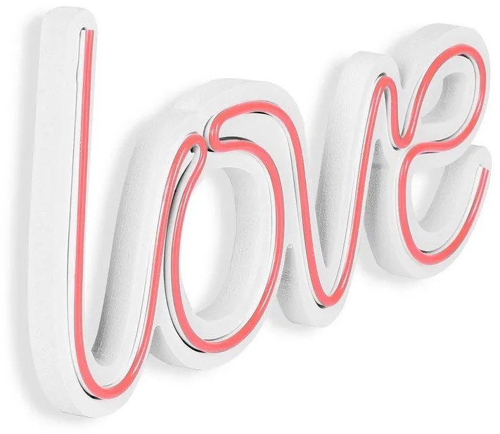 Műanyag LED-es fali dekoráció, Love - Pink