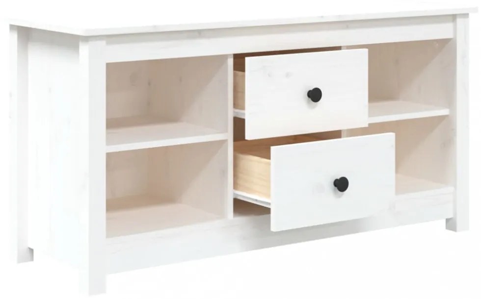 fehér tömör fenyőfa TV-szekrény 103 x 36,5 x 52 cm