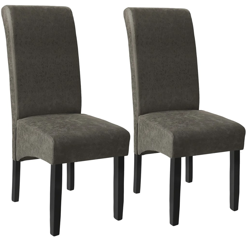 TecTake GmbH 403627 ergonomikus tömörfa étkezőszék - márványszürke, 2 darabos készlet