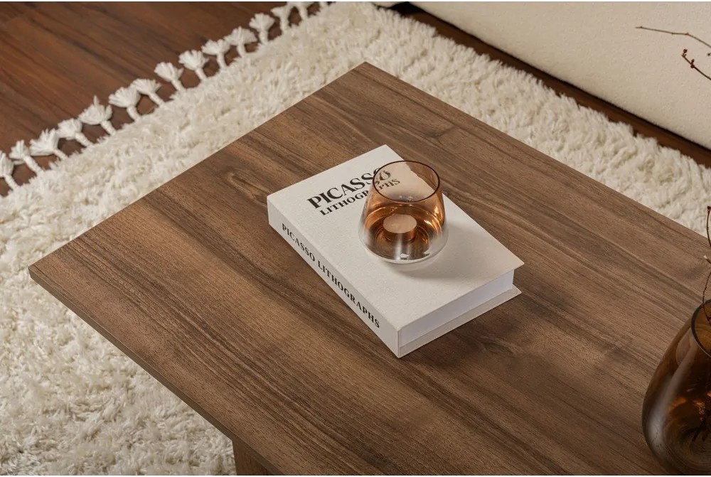 Sötétbarna dohányzóasztal diófa dekorral 60x119 cm Sabin – Kalune Design