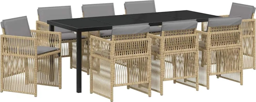 vidaXL Kert étkező szett 9 pcs Bézs Porszórt acél