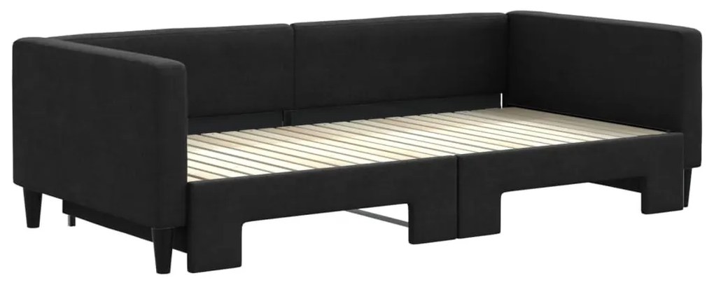 fekete kihúzható szövet heverő 100 x 200 cm