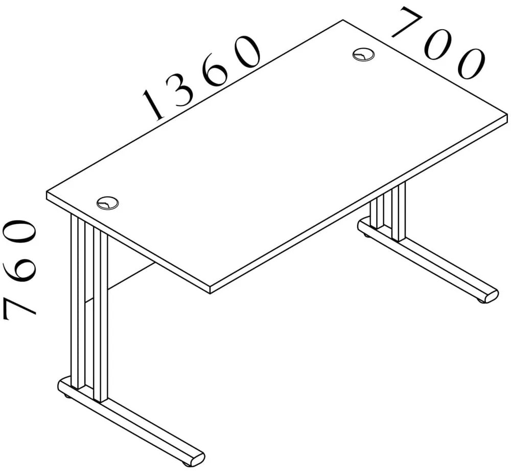 Visio LUX asztal 136 x 70 cm, tölgy