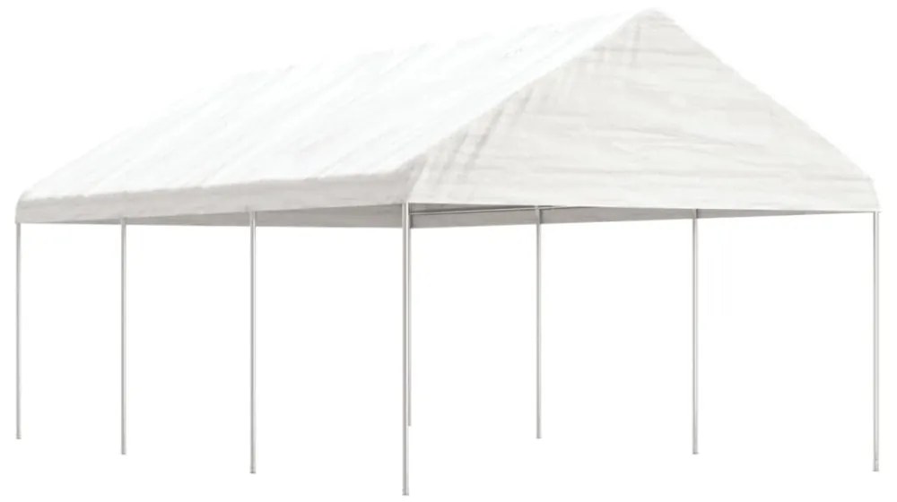 fehér polietilén pavilon tetővel 6,69 x 4,08 x 3,22 m