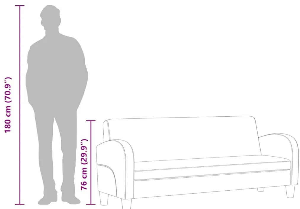 háromszemélyes barna művelúr kanapé