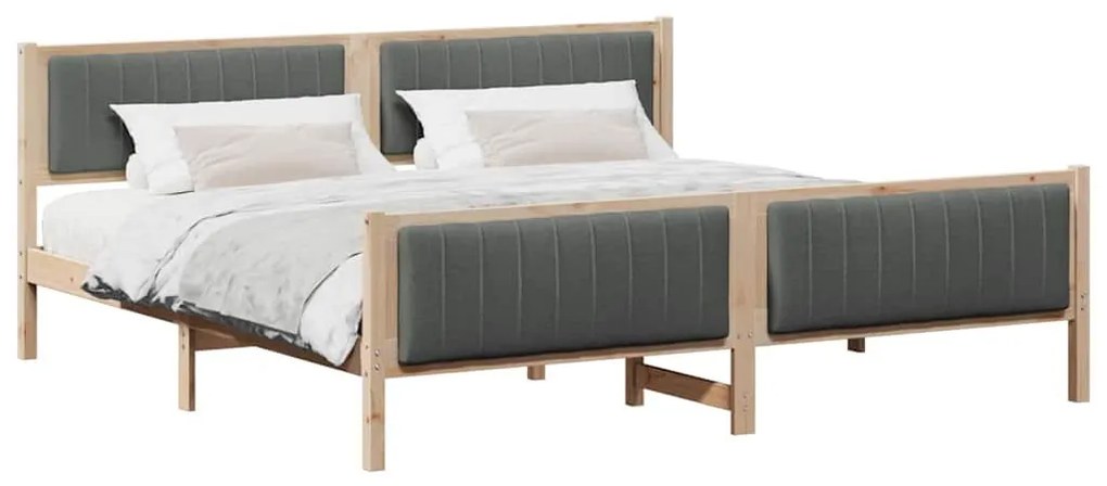 Ágykeret barna és sötétszürke 200 x 200 cm Tömör fenyőfa