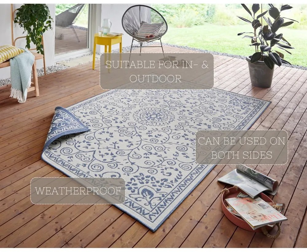 Leyte kék-krémszínű kültéri szőnyeg,160 x 230 cm - NORTHRUGS