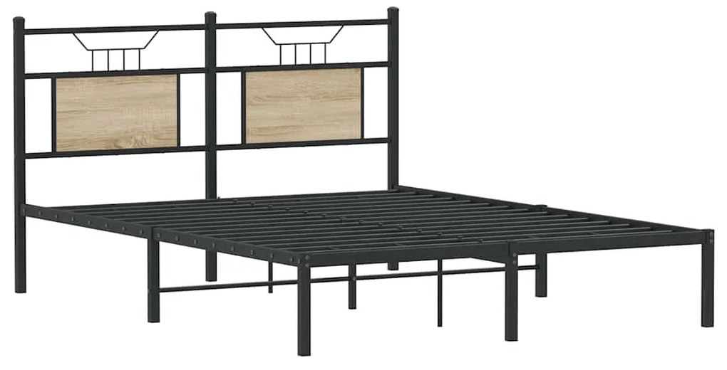 sonoma tölgy színű szerelt fa ágykeret matrac nélkül 140x190 cm