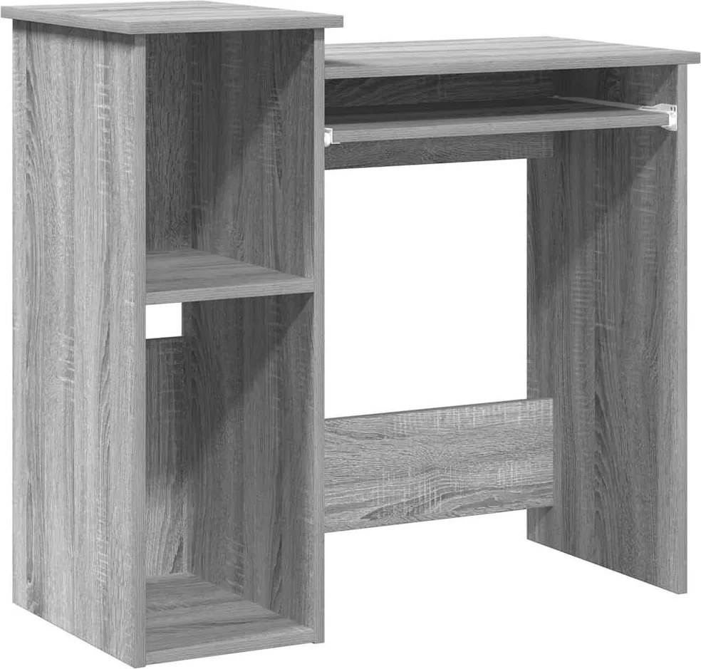 vidaXL szürke sonoma színű szerelt fa íróasztal polcokkal 84x40x78 cm