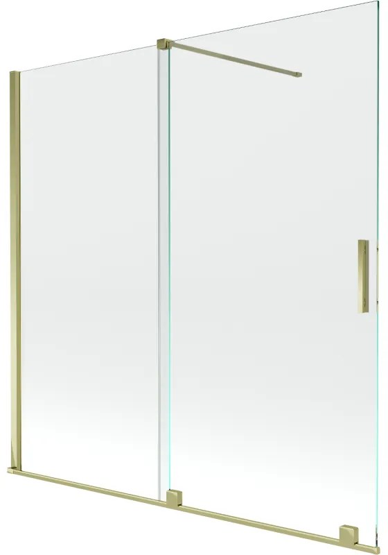 Mexen Velar, 2 szárnyas eltolható kádparaván 160 x 150 cm, 8mm átlátszó üveg, arany fényes profil, 896-160-000-01-50
