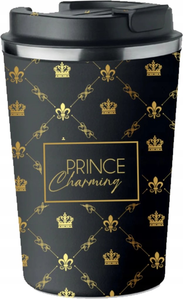 Prémium termo bögre Prince Charming nyomott mintával kávéhoz 350ml KT_044