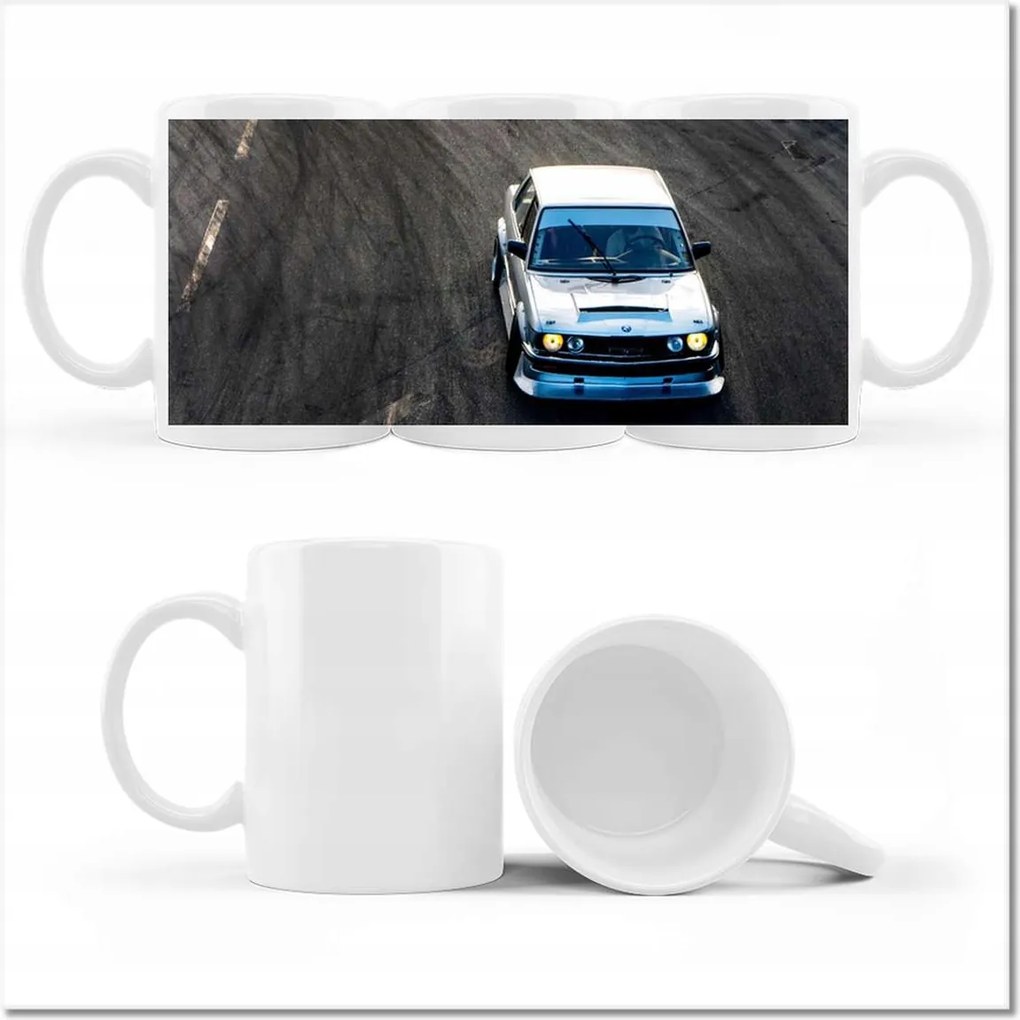 Nyomott mintás bögre Fehér sportautó