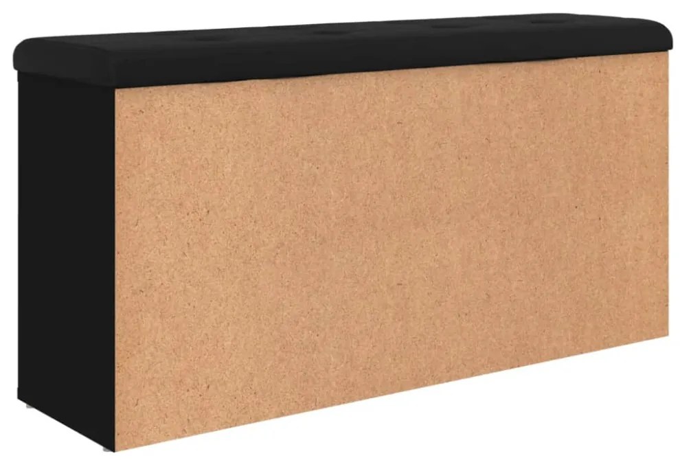 fekete szerelt fa cipőtároló pad 102 x 32 x 50 cm