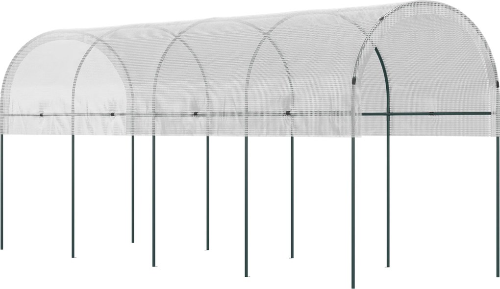 Outsunny Kerti Üvegház, Paradicsom Üvegház, Erősített Fedél, Acél Szerkezet, Zöldség- és Virágültetvényekhez, Kültéri, 400 x 120 x 170 cm, Átlátszó |