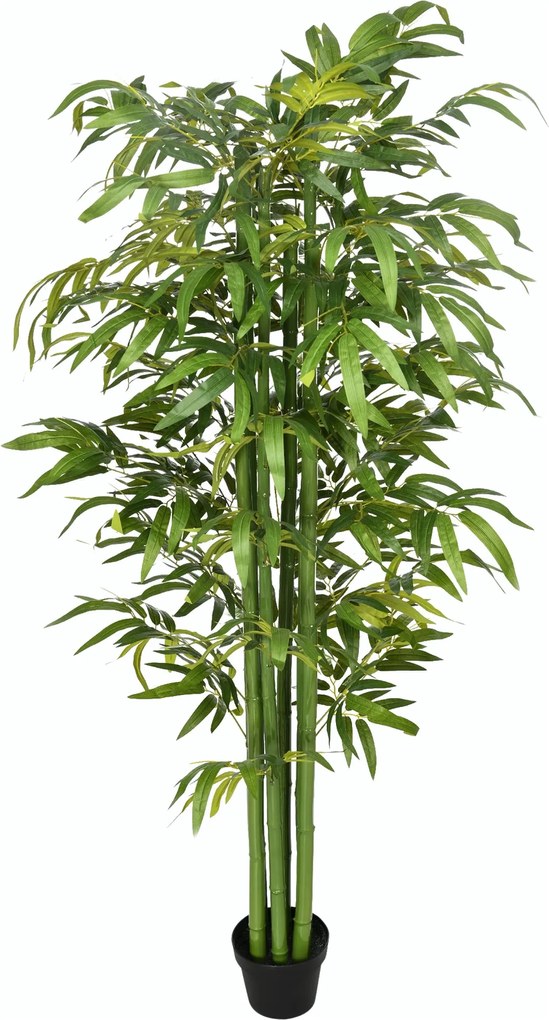 HOMCOM Műnövény, 180 cm Mű Bambuszfa, Műnövény Cserépben, Élethű Benti Növény a Nappaliba, Hálószobába, Zöld | Aosom