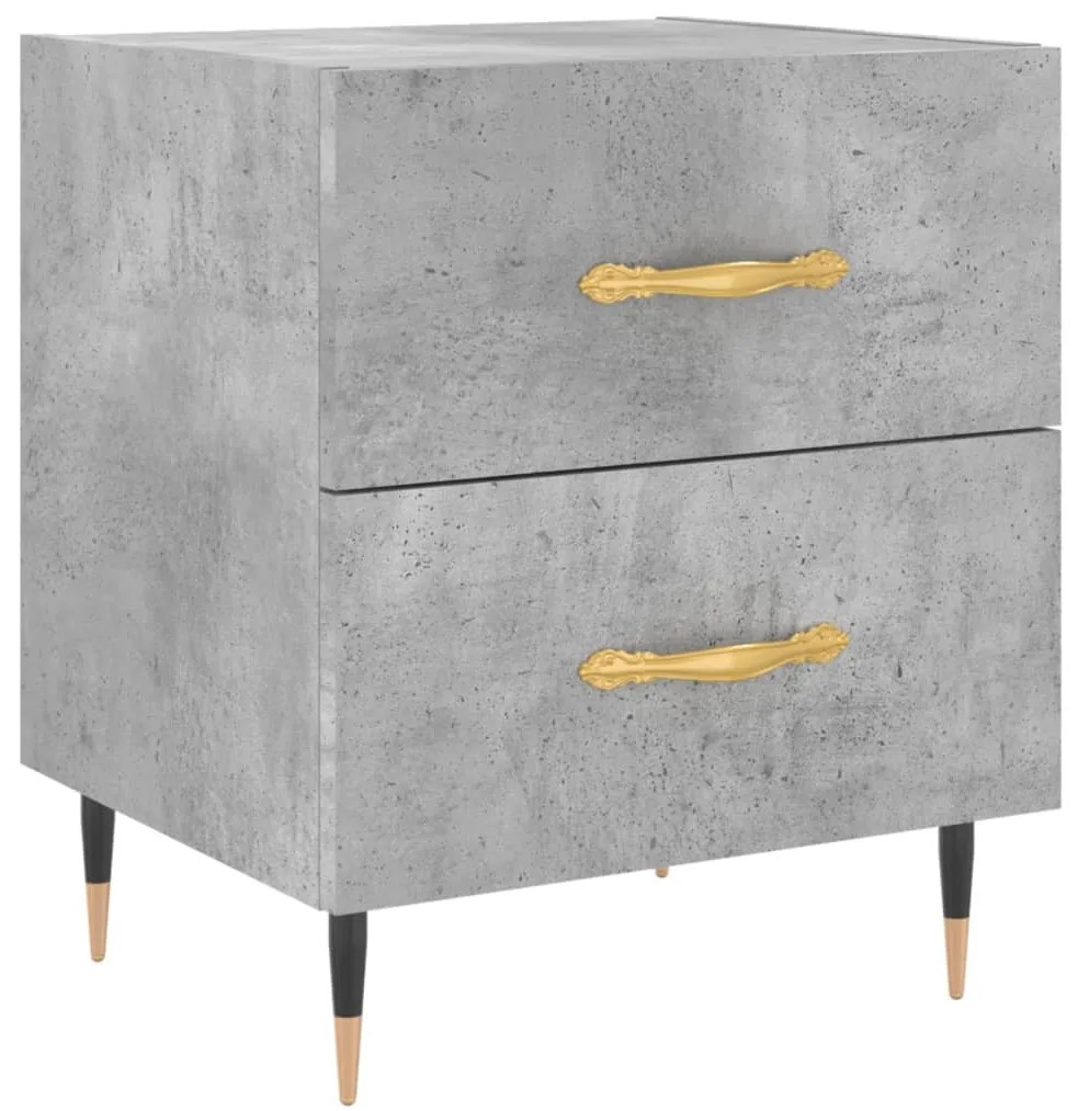 2 db betonszürke szerelt fa éjjeliszekrény 40 x 35 x 47,5 cm