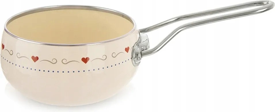 Zománcozott serpenyő fazék hosszú nyéllel hagyományos 15 cm 1,1L