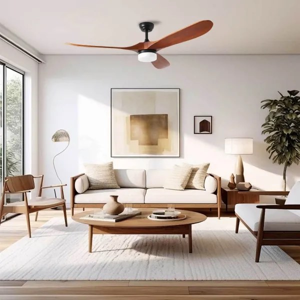 ZEVENTI - LED mennyezeti ventilátor GINOSA LED/18W/230V Wi-Fi Tuya fekete/tölgy + távirányító