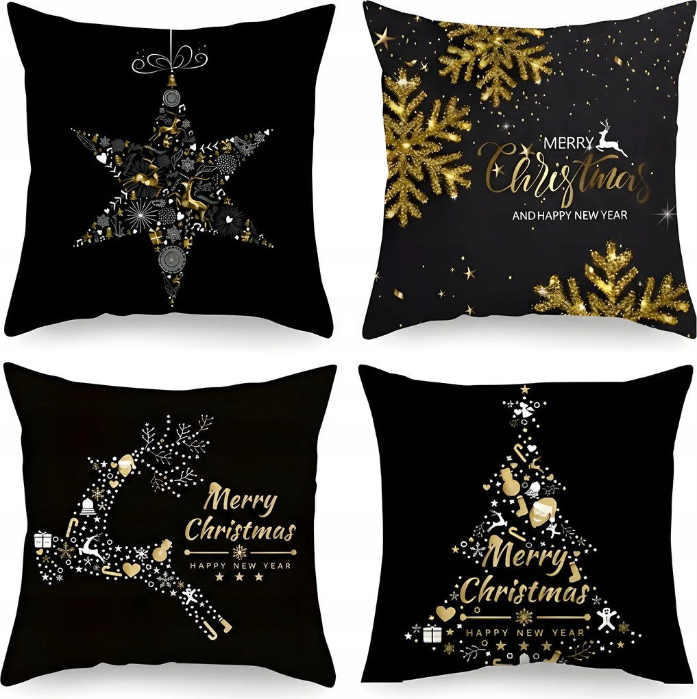 4 x Karácsonyi Párnahuzat 40X40 Dekoratív Ajándék Díszpárnahuzat
