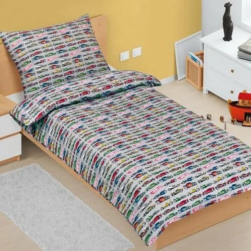 Bellatex Junior Formule szürke pamut ágynemő, 140x 200 cm, 70 x 90 cm