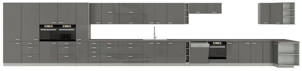 GRISS magas süllyesztett konyhaszekrény 60 DP-210 2F, 60x210x57, szürke/szürke magasfényű