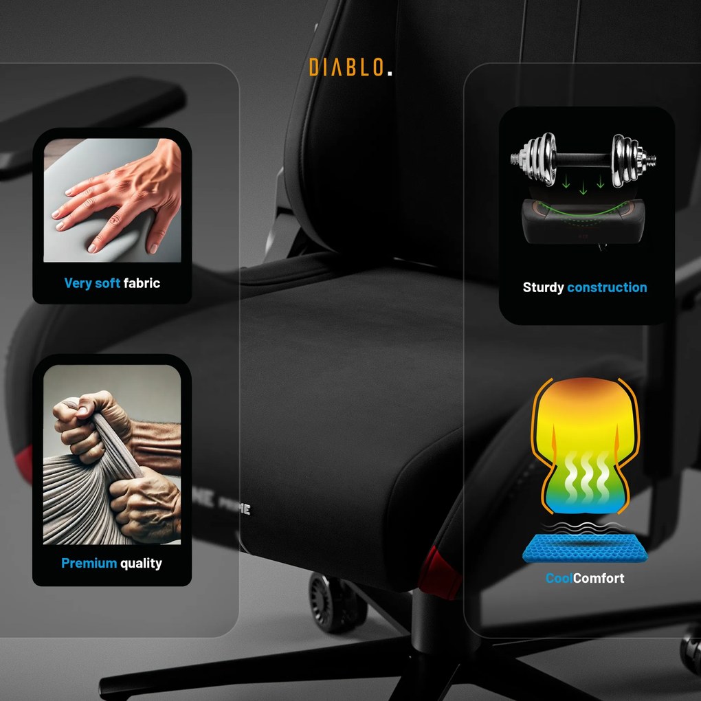 Gamer szék fekete Normal Size: Diablo X-One Prime Burned Black
