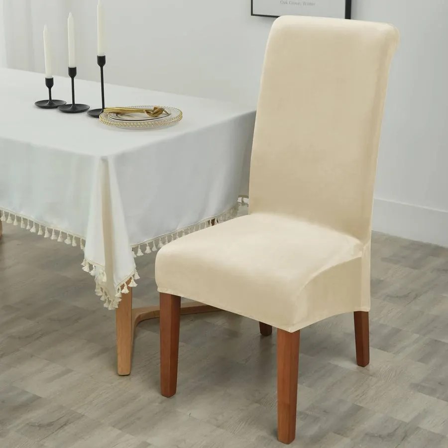 Magastámlás, hosszú székhuzat (bársonyos, rugalmas, mosható, bézs)