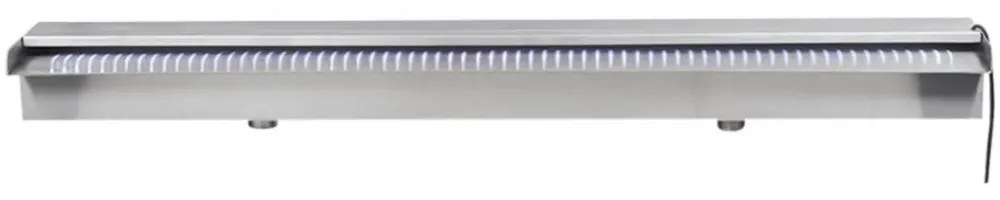 Négyszögletes rozsdamentes acél medence szökőkút LED fényekkel 90 cm