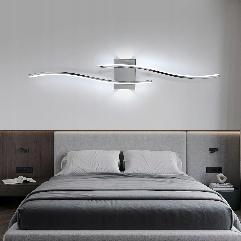 Scienna Led Fali Lámpa, Ezüst, Modern Stílusú, Nappaliba, Előszobába, 27W, 6500K, 89CM