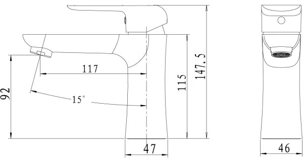 Novaservis - NOBLESS TINA fekete mosdócsaptelep