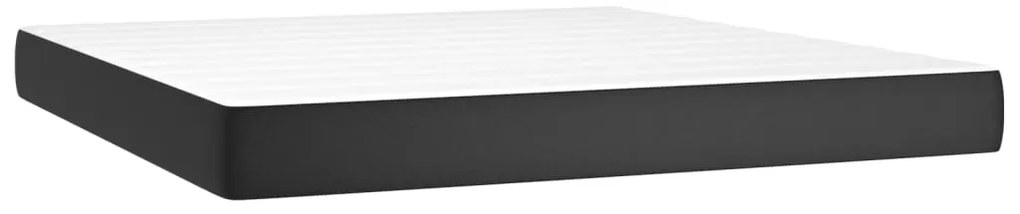 fekete műbőr rugós ágy matraccal és LED-del 160x200 cm