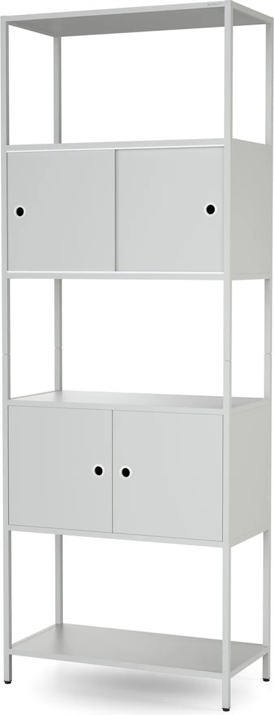 Iratrendező polc zárható szekrénnyel, irodai, nyitott polcok, fém szürke, 800x2200x400 mm: ARIEL