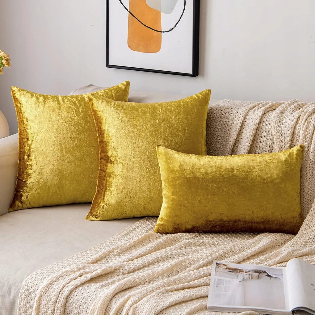 Bársony párnahuzat 40x40 arany 2 db-os szett kanapéra