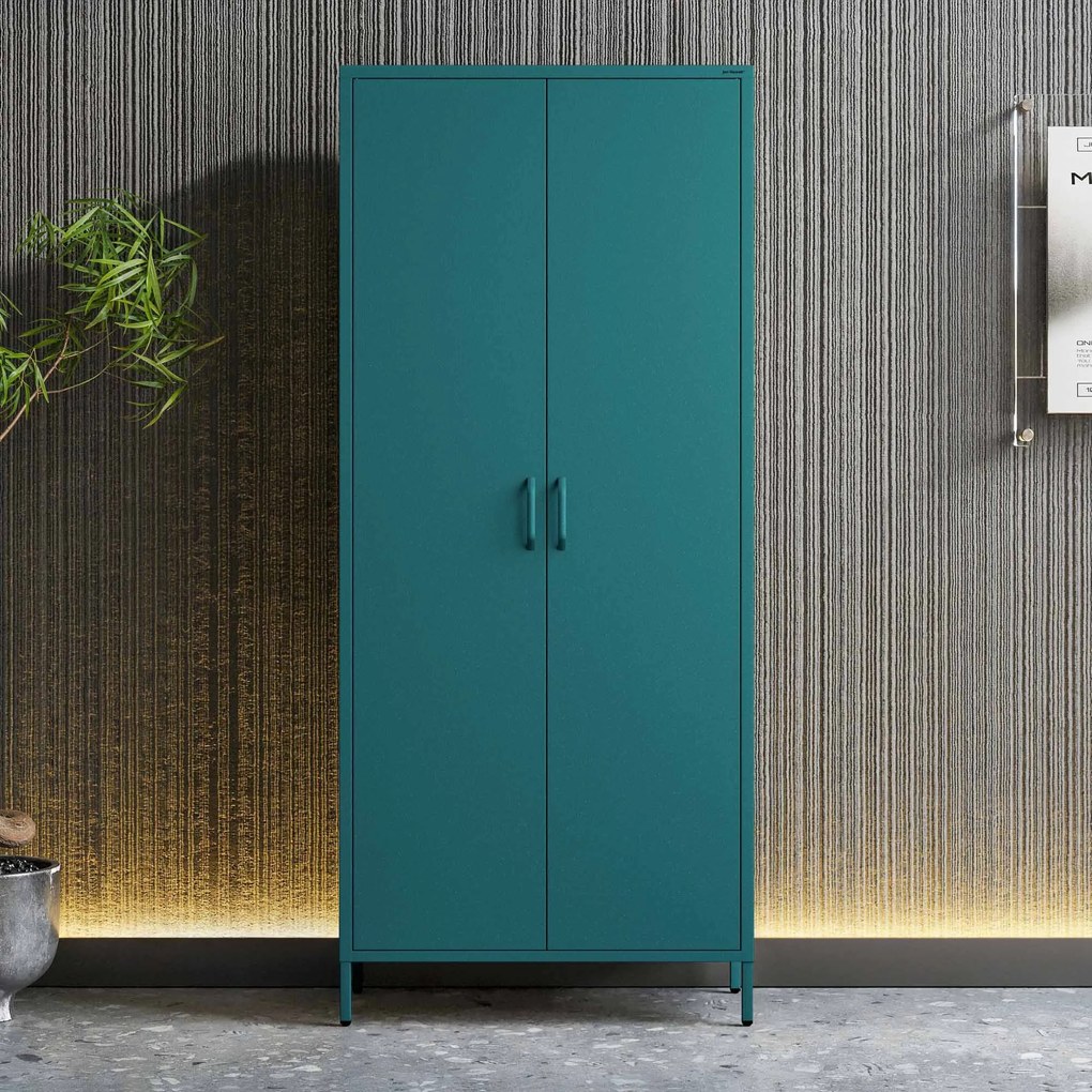 Gardróbszekrény FLAVIO, 800 x 1850 x 450 mm, Modern: tengerszínű