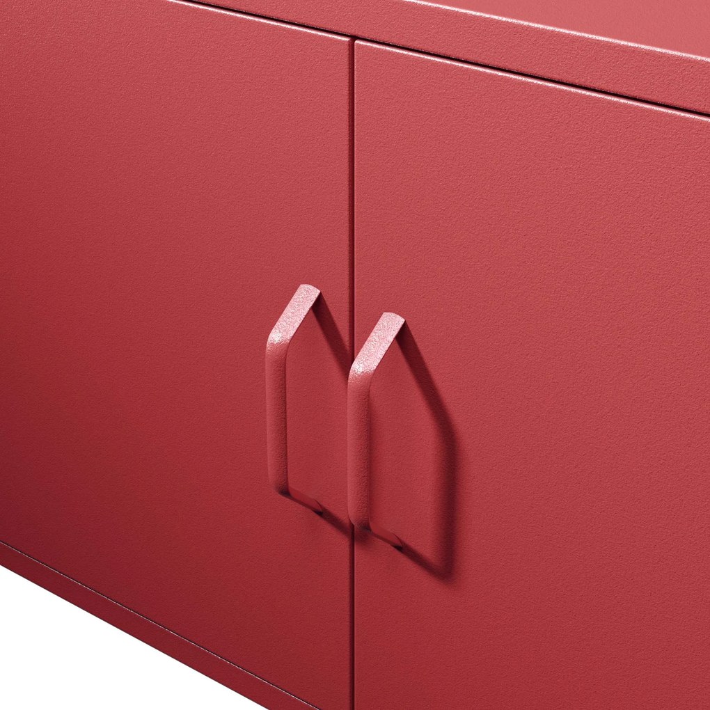 Fém TV-szekrény lábakkal, piros, 1150x595x400 mm: ROSA Modern