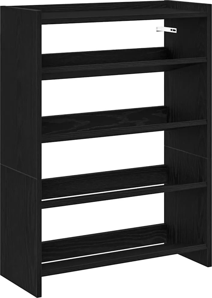 vidaXL fekete szerelt fa cipőtároló szekrény 60x25x81 cm