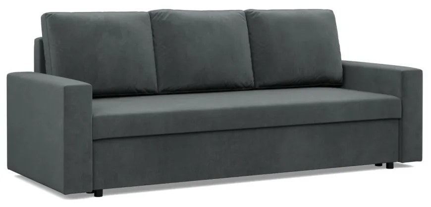 Zeus kanapéágy, bársony, hab töltet, egyenes kartámasz, szürke