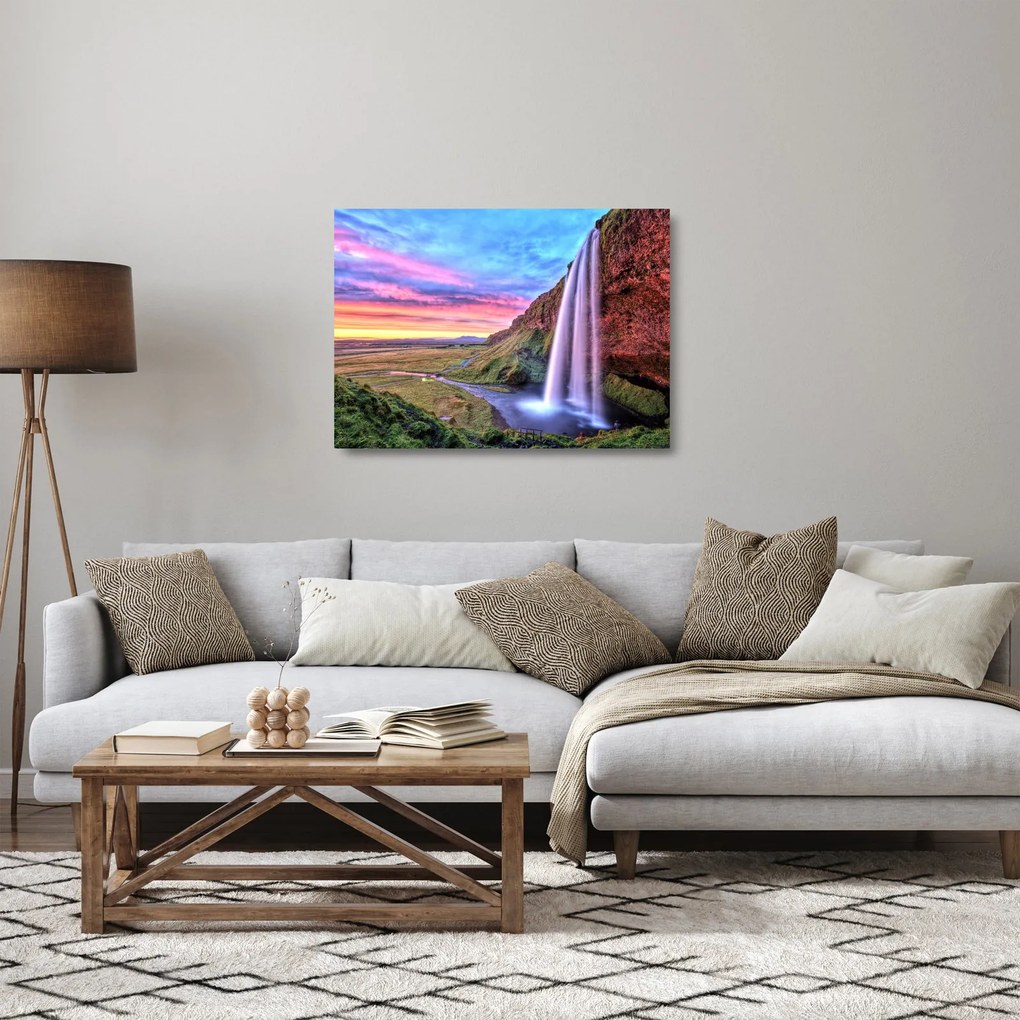 Üveg kép - Seljalandsfoss vízesés (70x50 cm)