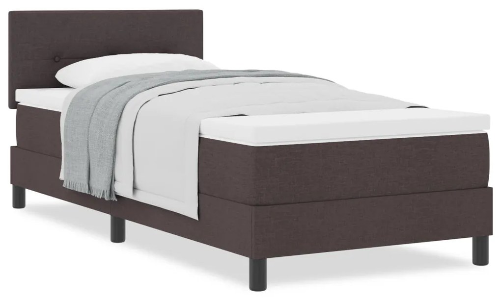 Boxspring Ágy Matraccal Sötétbarna 100x200 cm Szövet