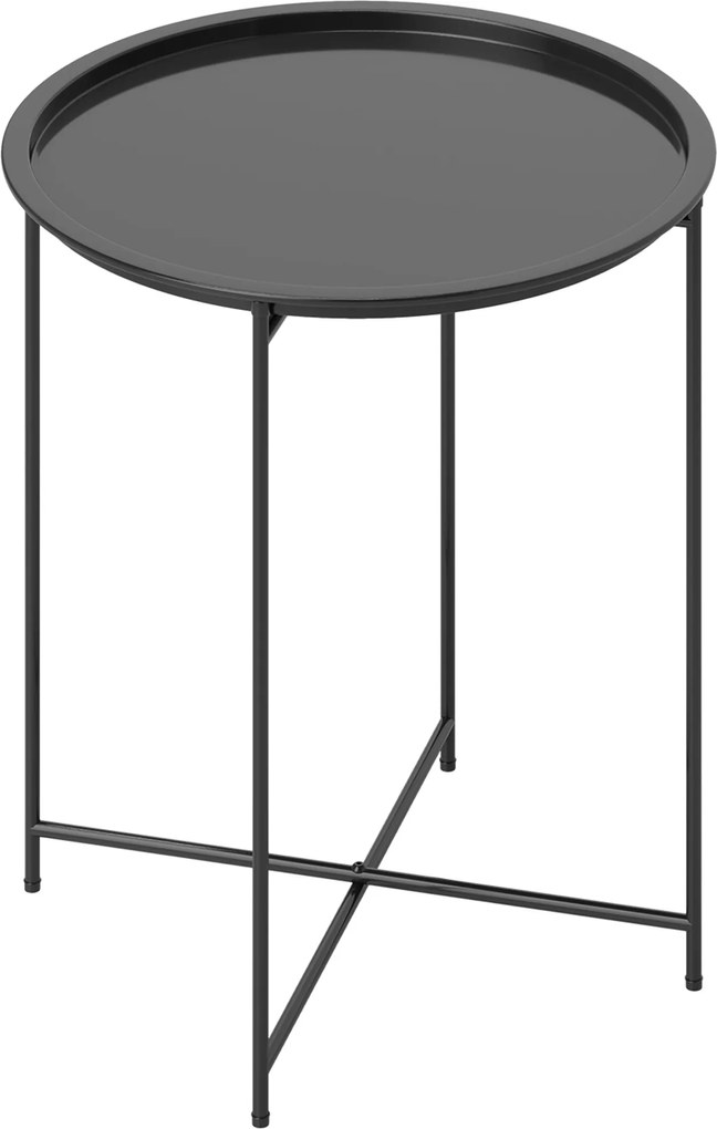 Outsunny Összecsukható Oldaltábla Kerti Asztal Ø46 x 50 cm Kör alakú Időjárásálló Terasz Asztal Összecsukható Lábakkal Kemping Asztal Kávézó Asztal a