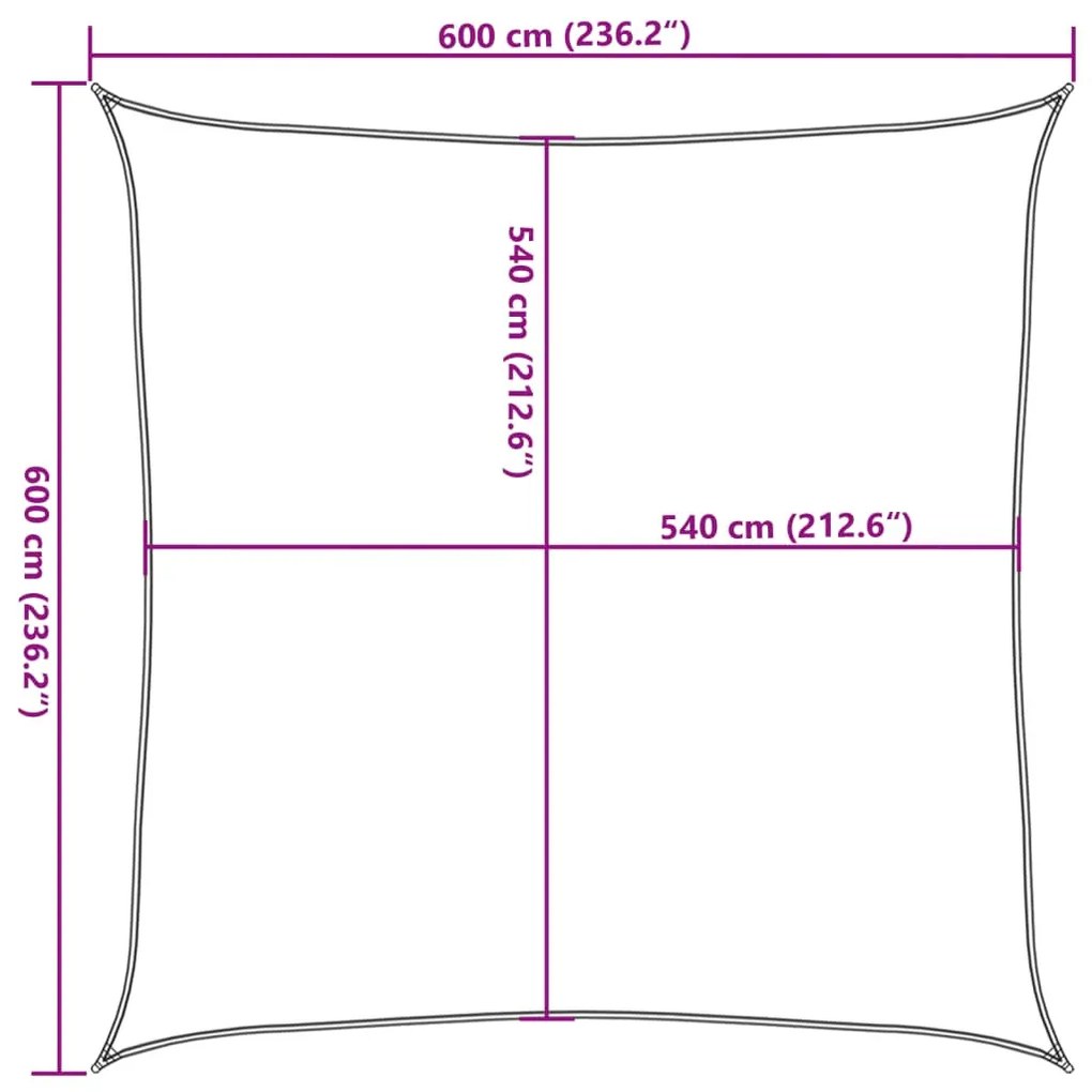 fekete HDPE napvitorla 160 g/m² 6 x 6 m