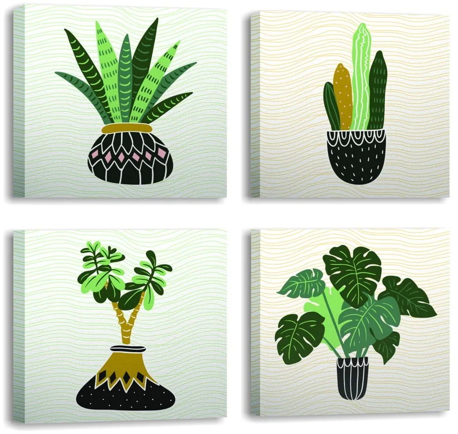 Kép szett 4 db-os 30x30 cm Plants – Wallity