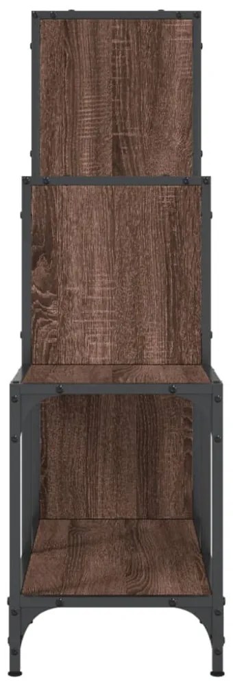 barna tölgy színű szerelt fa és fém könyvszekrény 92x30x102 cm