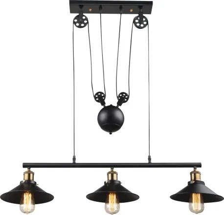 Globo 15053-3 Függeszték fekete,állítható magsság, 90-180 cm, LxBxH:920x220x1800, exkl. 3xE27 60W 230V