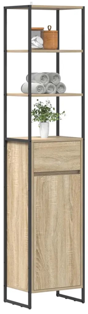 vidaXL Fürdőszoba Székény fiókkal Sonoma 40 x 30 x 180 cm Faanyag